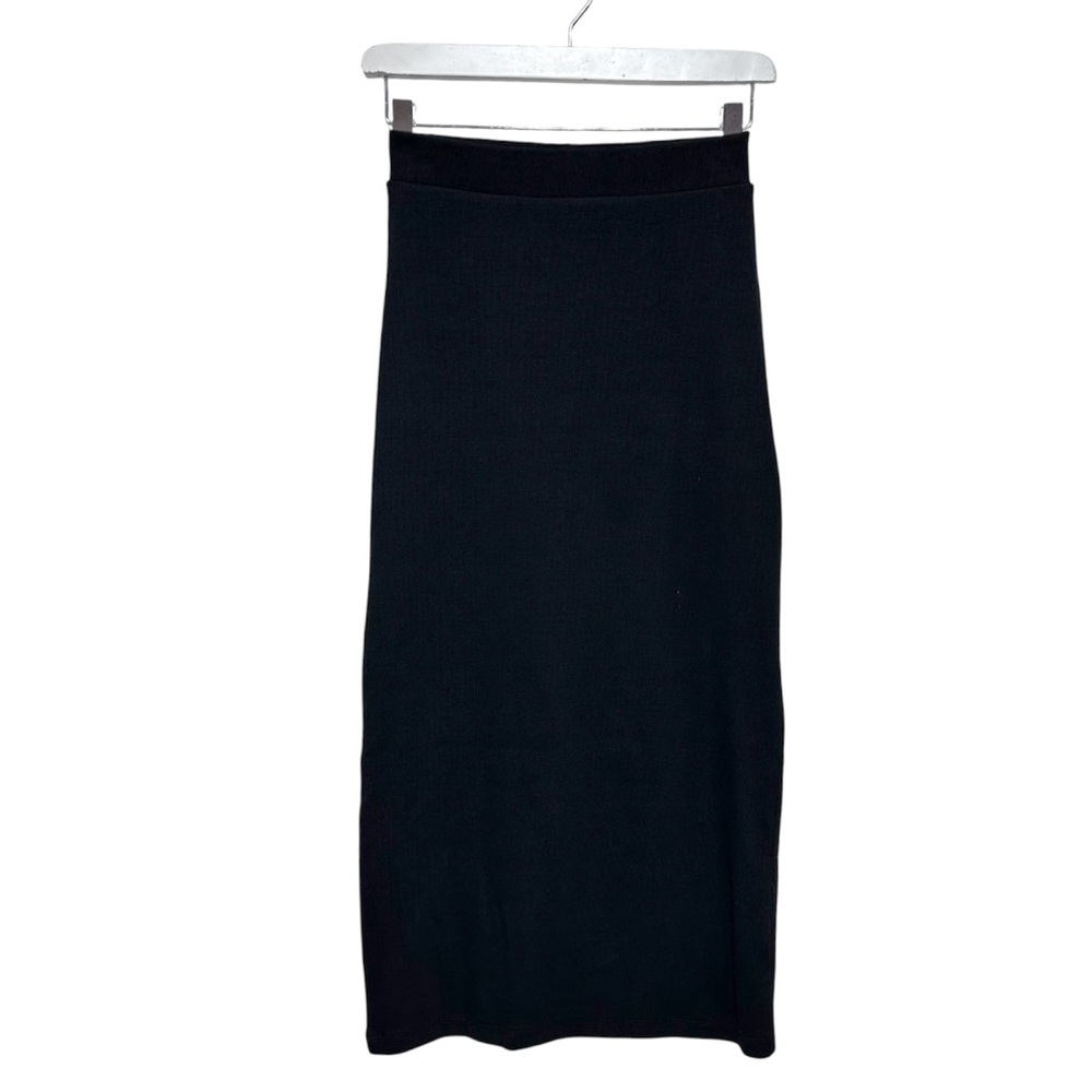 Zara Black Ribbed Stretchy Pull On Maxi Tube Skirt Size Small
